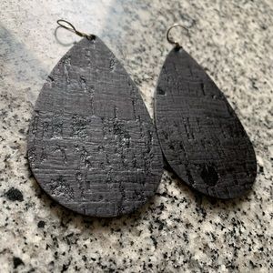 Black Cork Leather earrings (large)